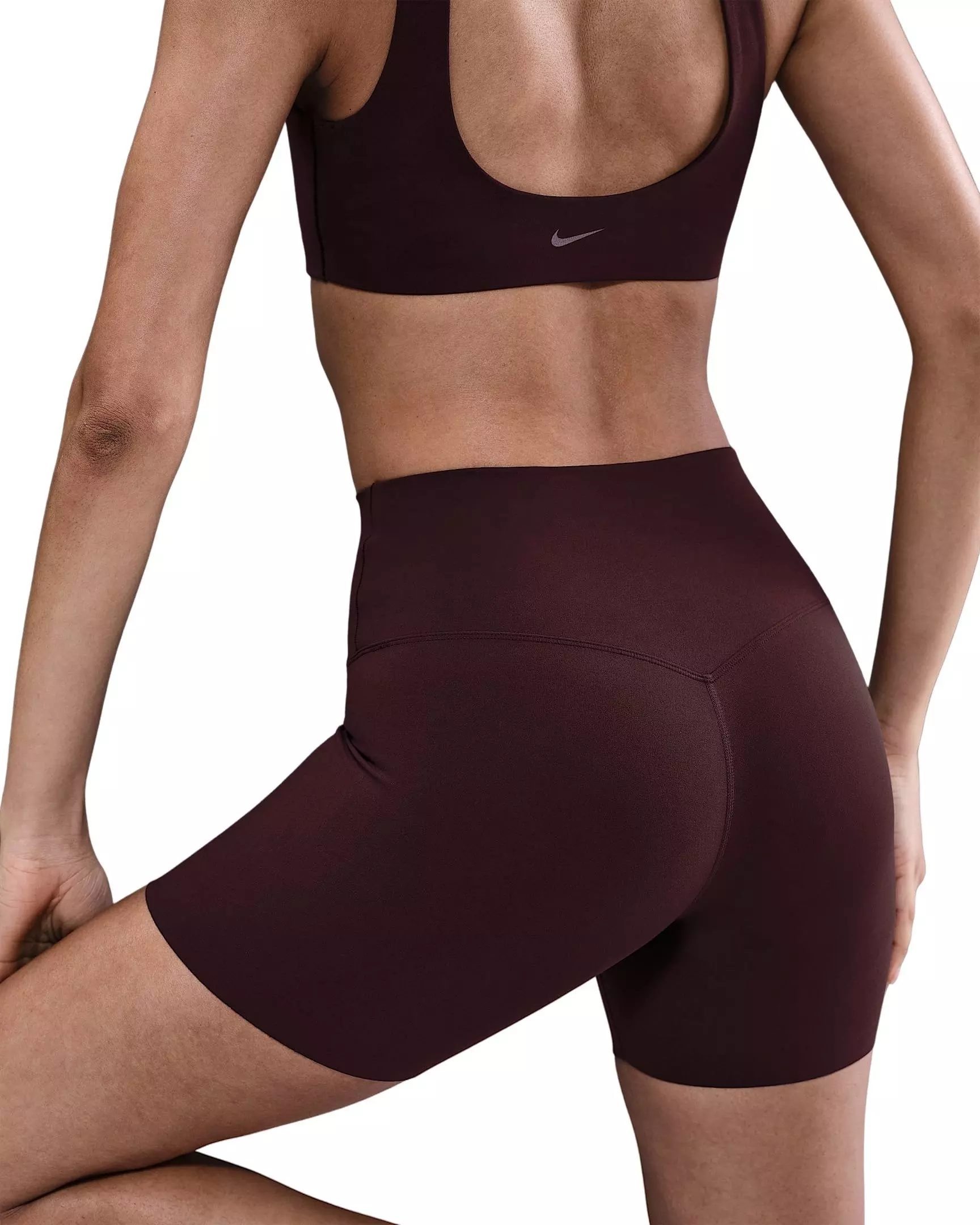 Nike Women's Zenvy Gentle-Support High-Waisted 5" Biker Shorts -Burgundy - BURGUNDY