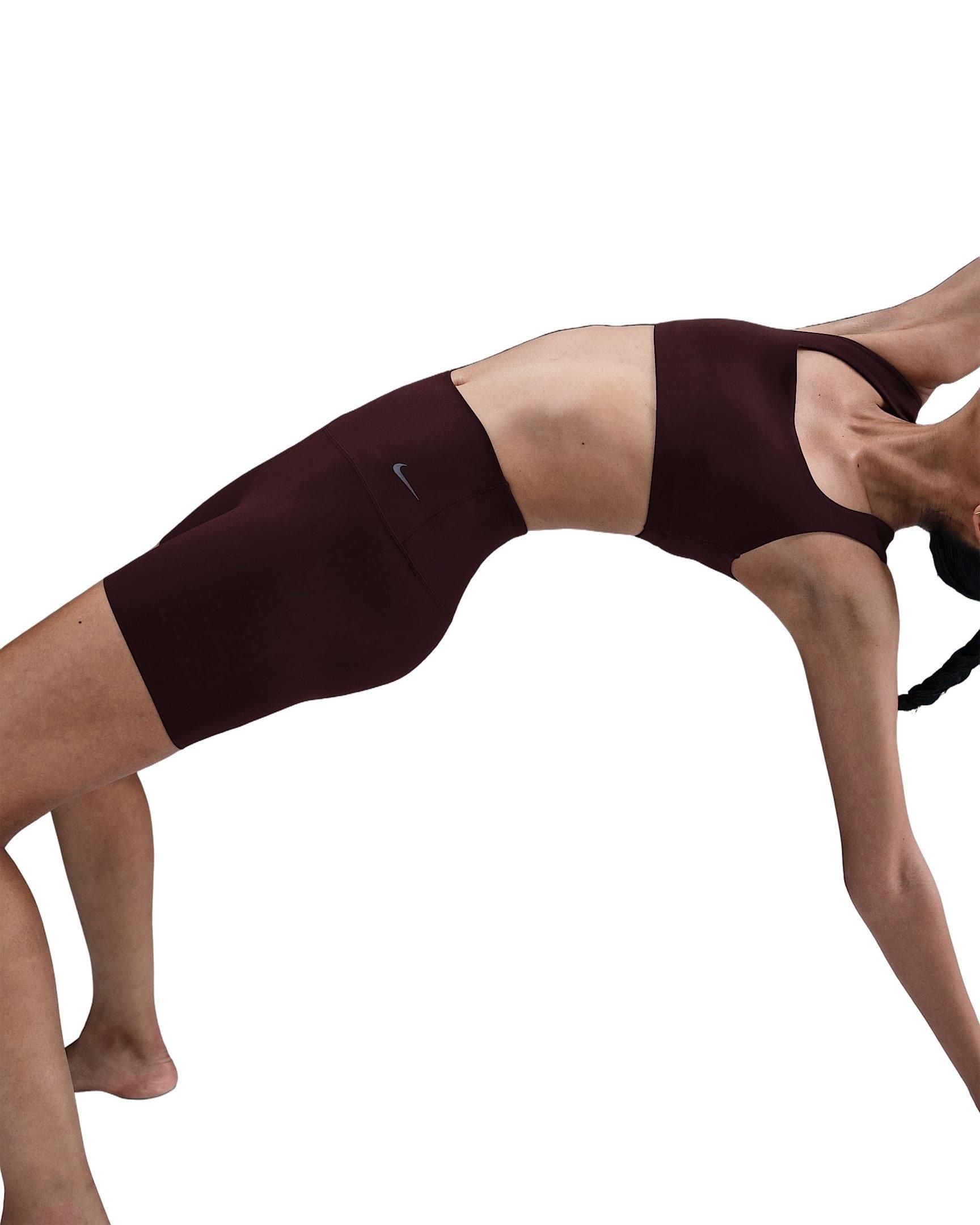 Nike Women's Zenvy Gentle-Support High-Waisted 5" Biker Shorts -Burgundy - BURGUNDY Thumbnail View 3