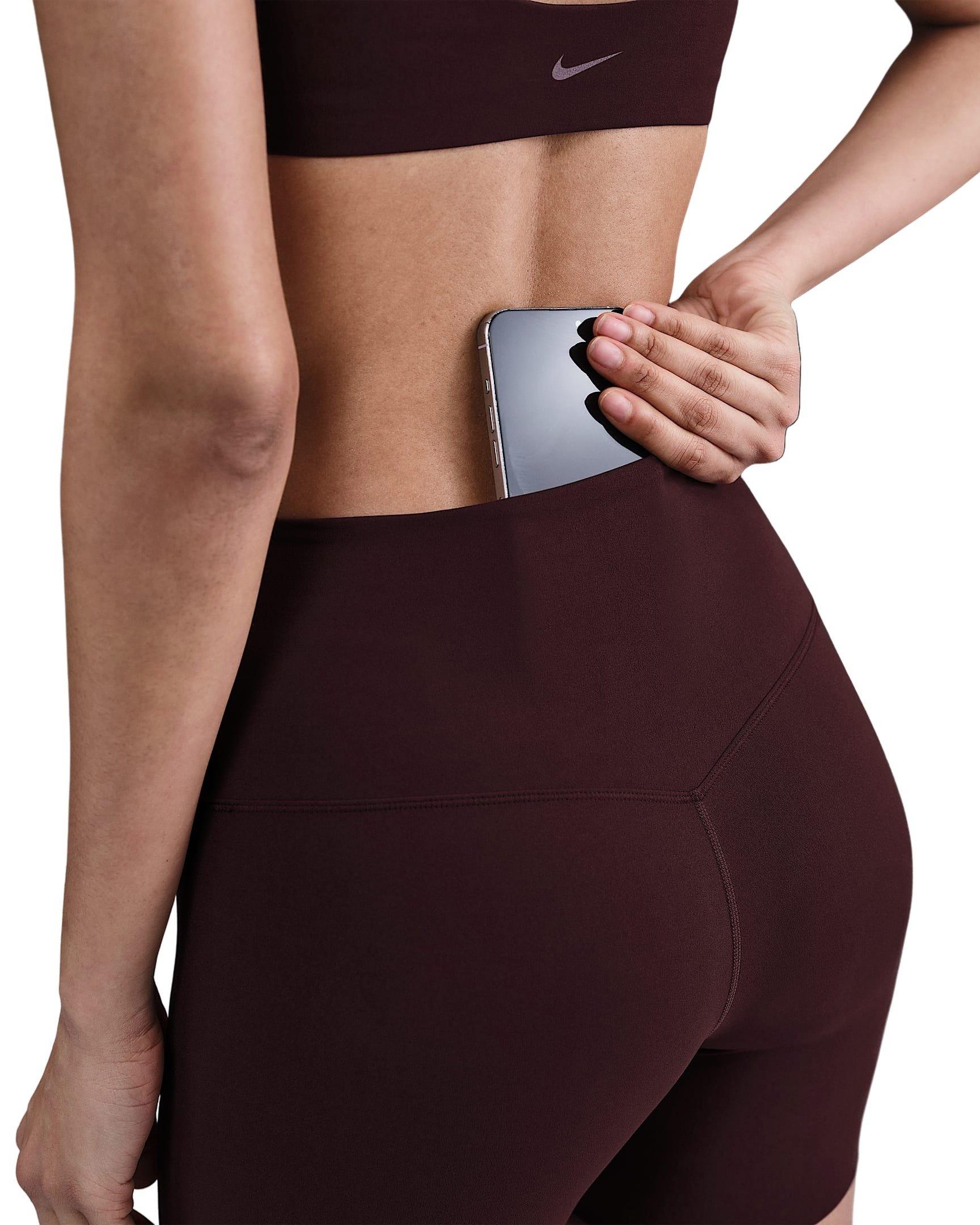 Nike Women's Zenvy Gentle-Support High-Waisted 5" Biker Shorts -Burgundy - BURGUNDY Thumbnail View 4