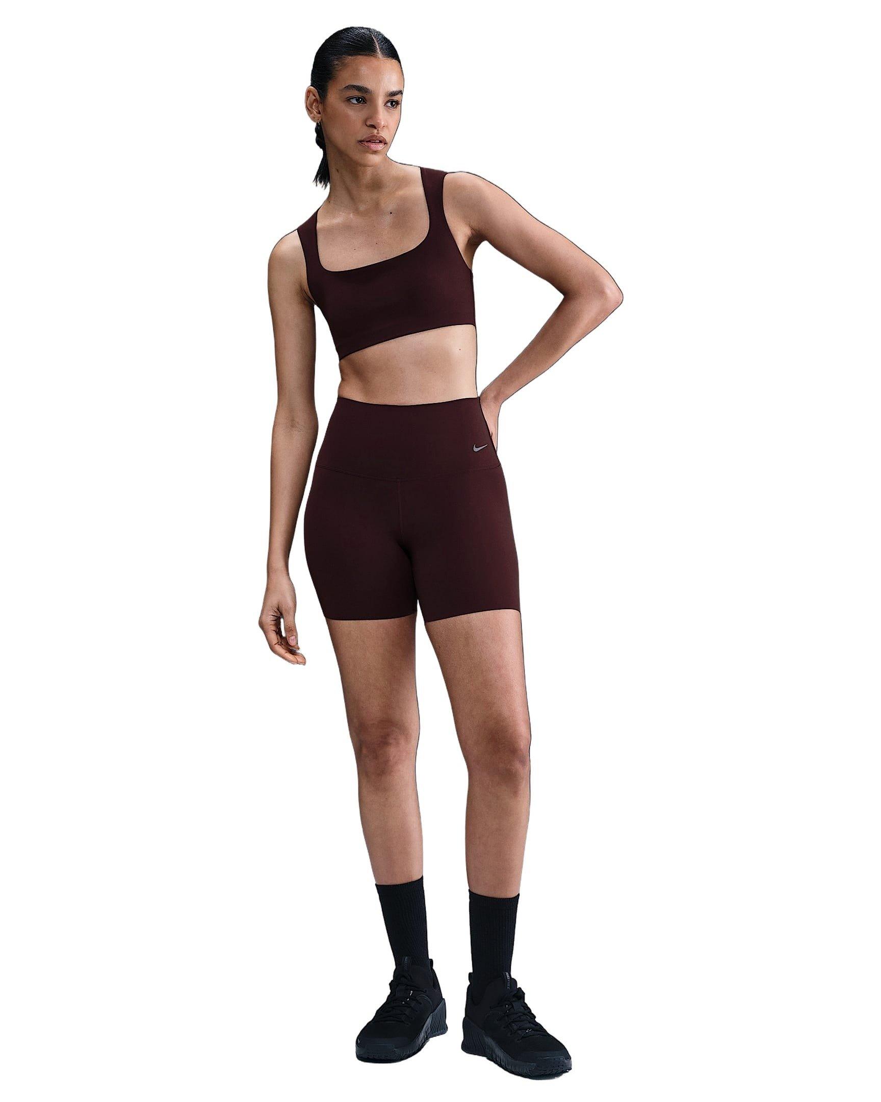 Nike Women's Zenvy Gentle-Support High-Waisted 5" Biker Shorts -Burgundy - BURGUNDY Thumbnail View 5