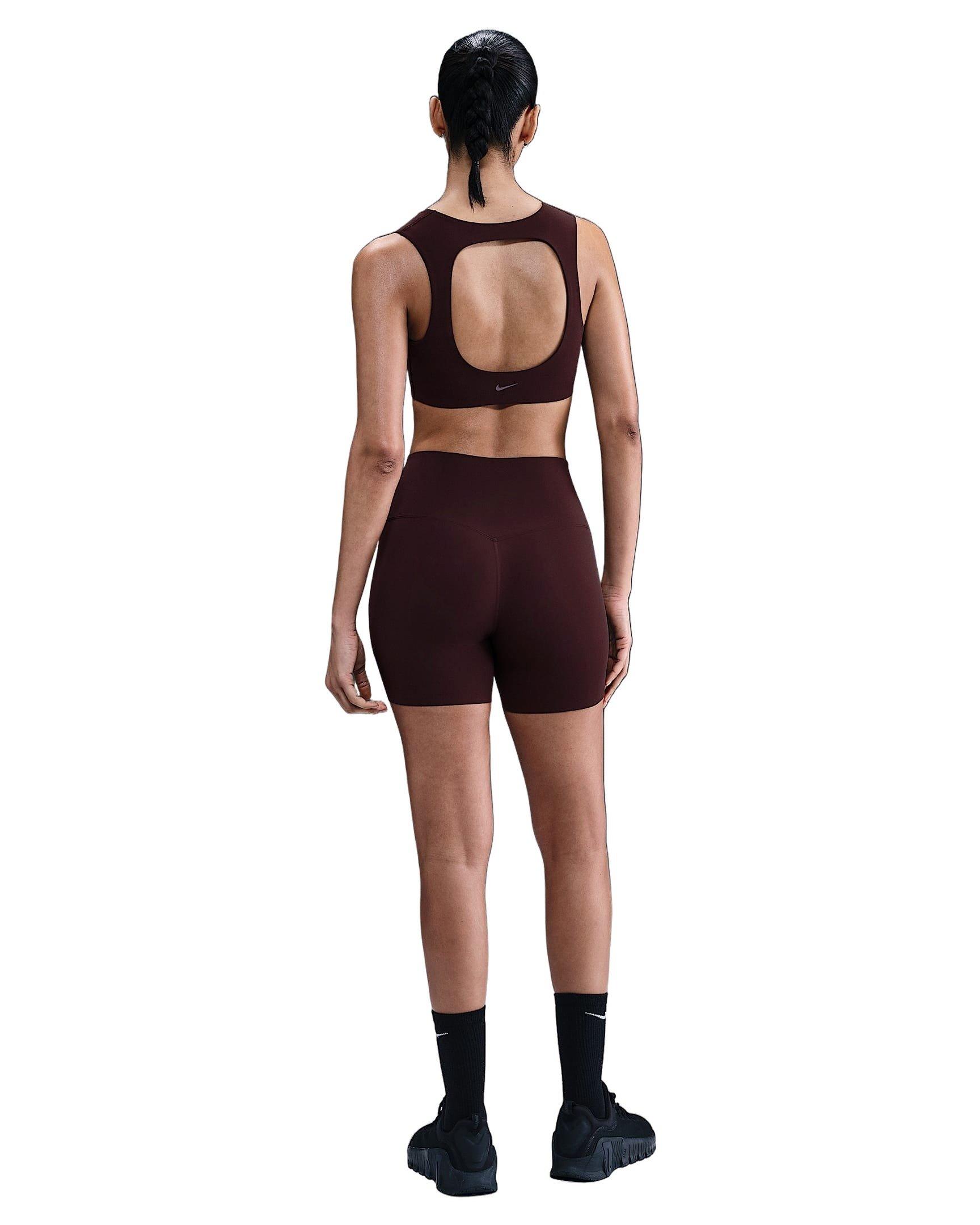 Nike Women's Zenvy Gentle-Support High-Waisted 5" Biker Shorts -Burgundy - BURGUNDY Thumbnail View 6