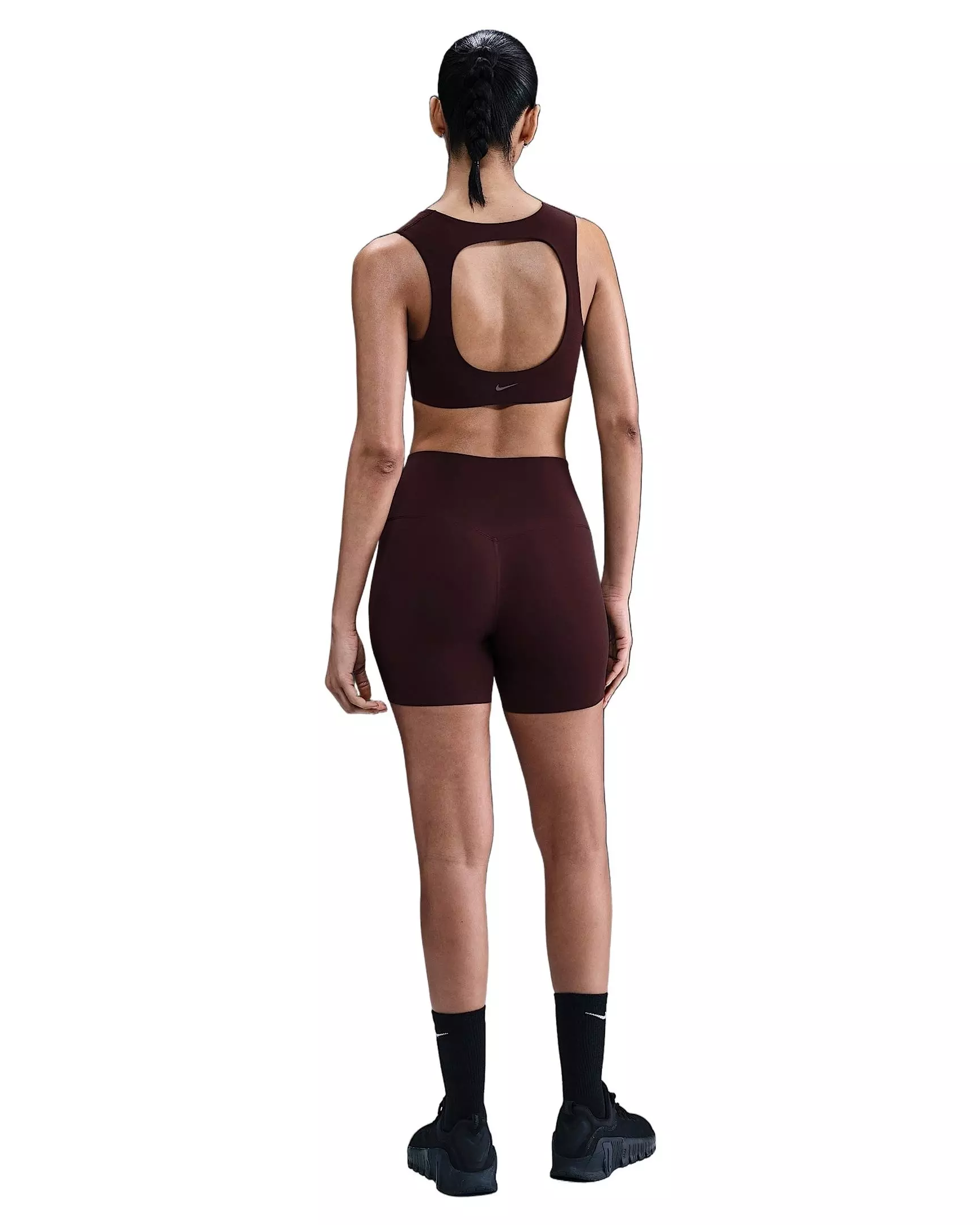 Nike Women's Zenvy Gentle-Support High-Waisted 5" Biker Shorts -Burgundy - BURGUNDY