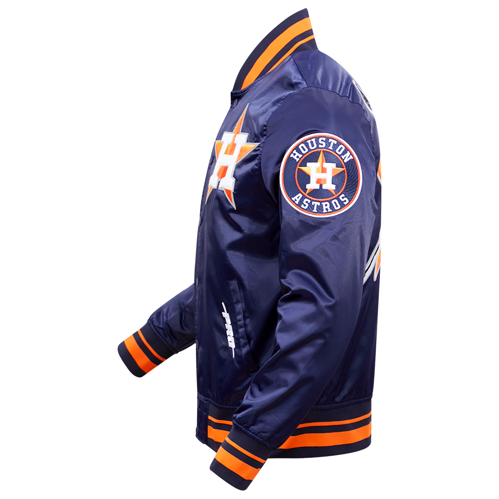 Pro Standard Men's MLB Houston Astros Mashup Rib Satin Jacket -Navy/Orange - NAVY/ORANGE Thumbnail View 5