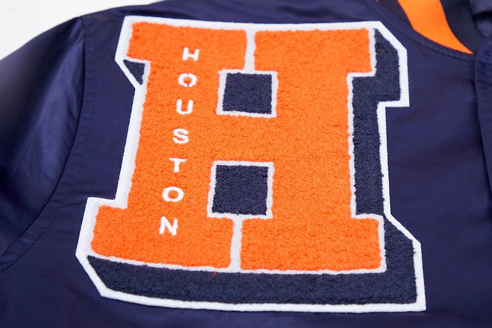 Pro Standard Men's MLB Houston Astros Mashup Rib Satin Jacket -Navy/Orange - NAVY/ORANGE Thumbnail View 6