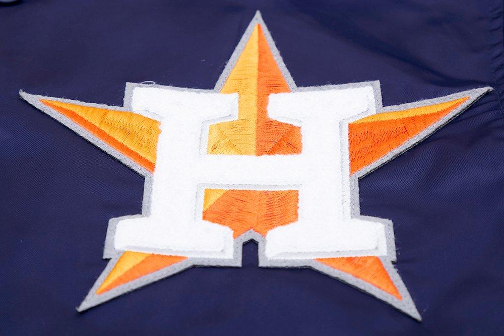Pro Standard Men's MLB Houston Astros Mashup Rib Satin Jacket - Navy/Orange - NAVY/ORANGE Thumbnail View 8