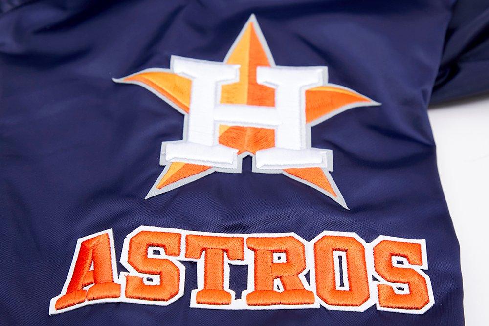 Pro Standard Men's MLB Houston Astros Mashup Rib Satin Jacket - Navy/Orange - NAVY/ORANGE Thumbnail View 10