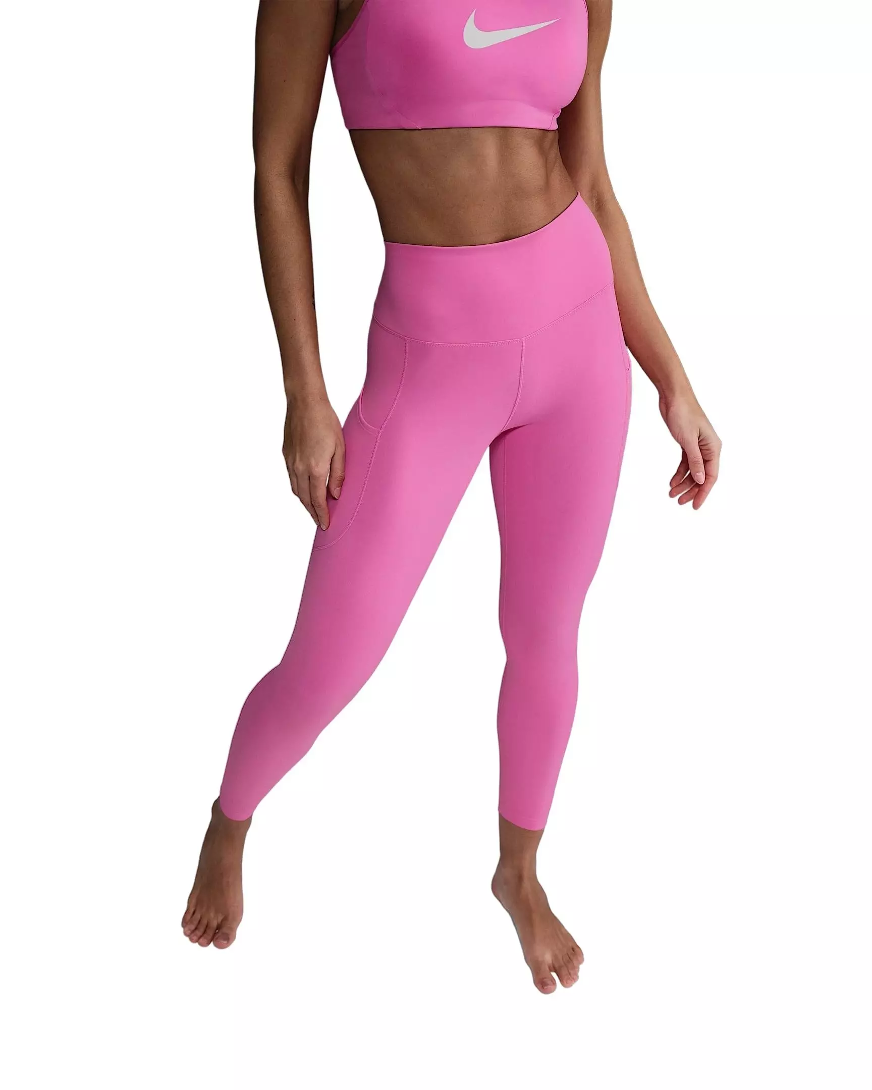 Nike Women's One High-Waisted 7/8 Leggings with Pockets - Pink - PINK