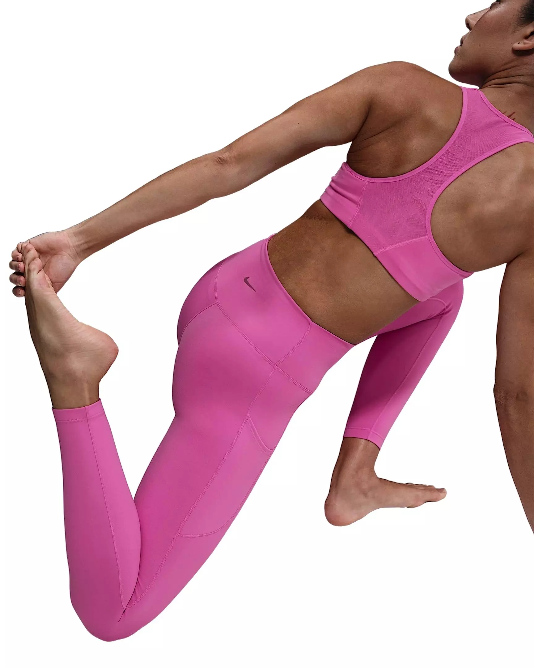 Nike Women's One High-Waisted 7/8 Leggings with Pockets - Pink - PINK