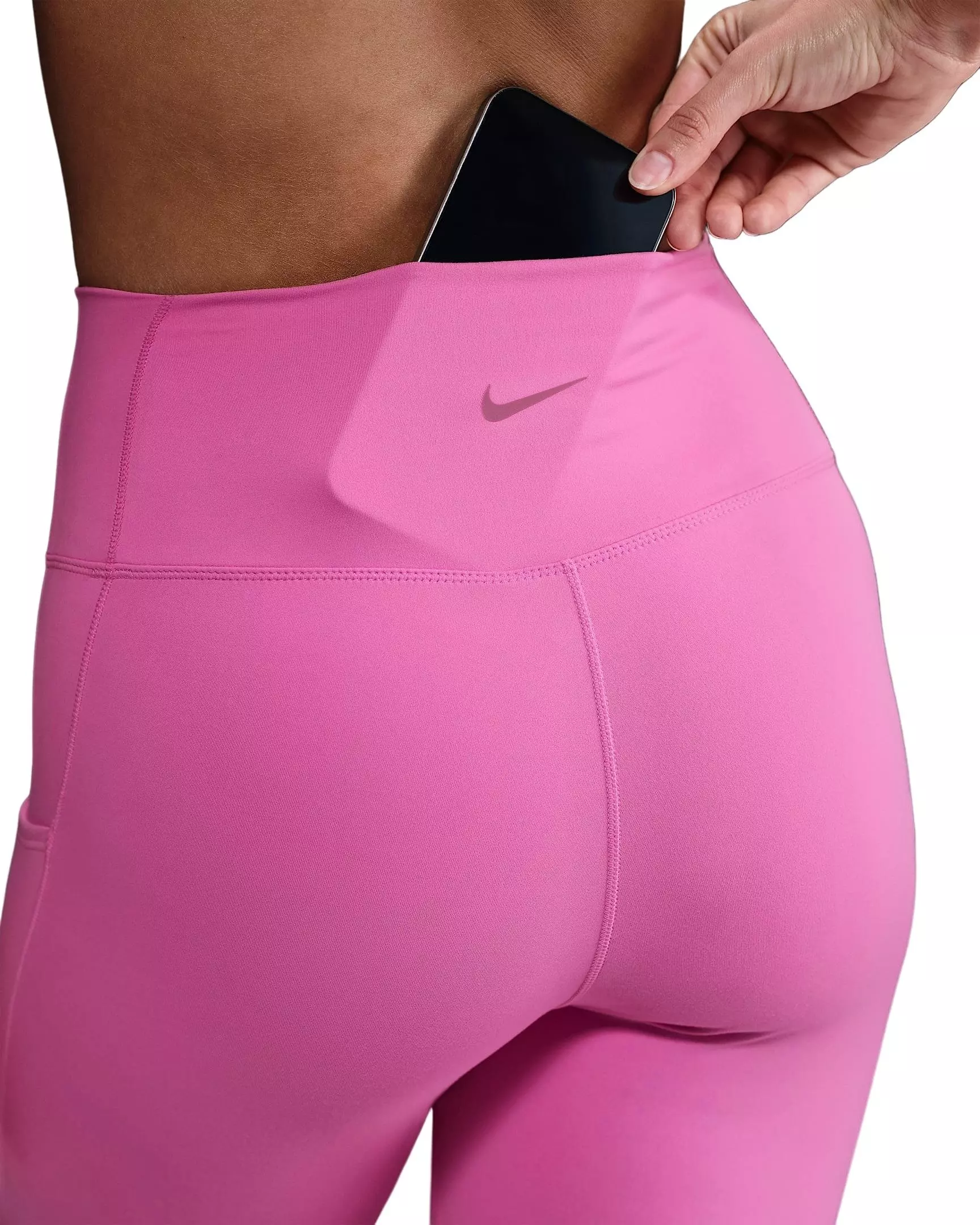 Nike Women's One High-Waisted 7/8 Leggings with Pockets - Playful Pink - PINK