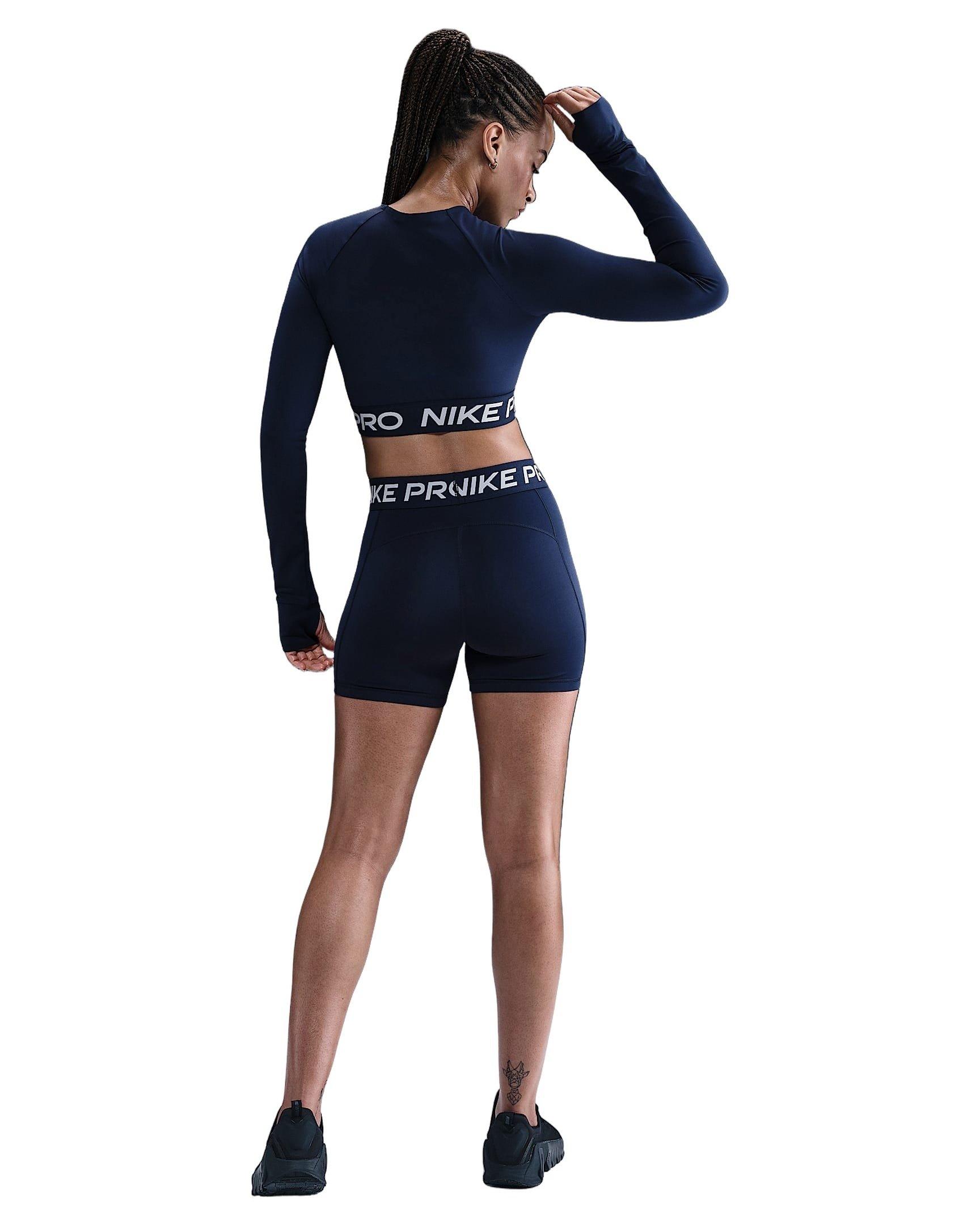 Nike Women's Pro Dri-FIT Cropped Long-Sleeve Top - Navy - NAVY Thumbnail View 5