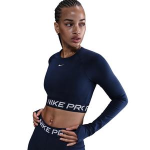 Nike Women's Pro Dri-FIT Cropped Long-Sleeve Top -Navy