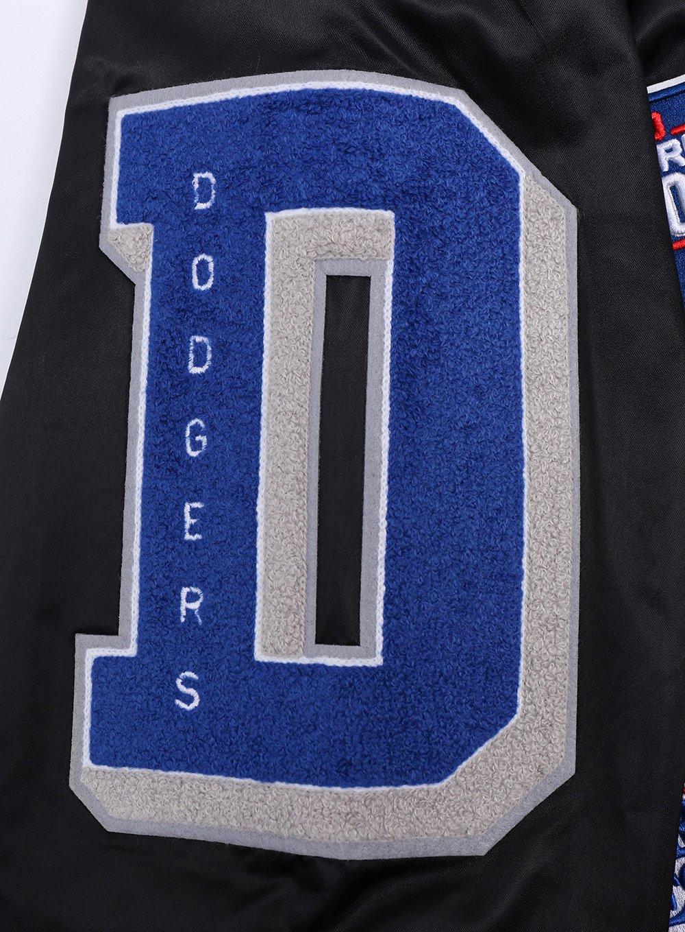 Pro Standard Men's MLB Los Angeles Dodgers Old English Rib Satin Varsity Jacket -Black/Blue - BLACK/BLUE Thumbnail View 5