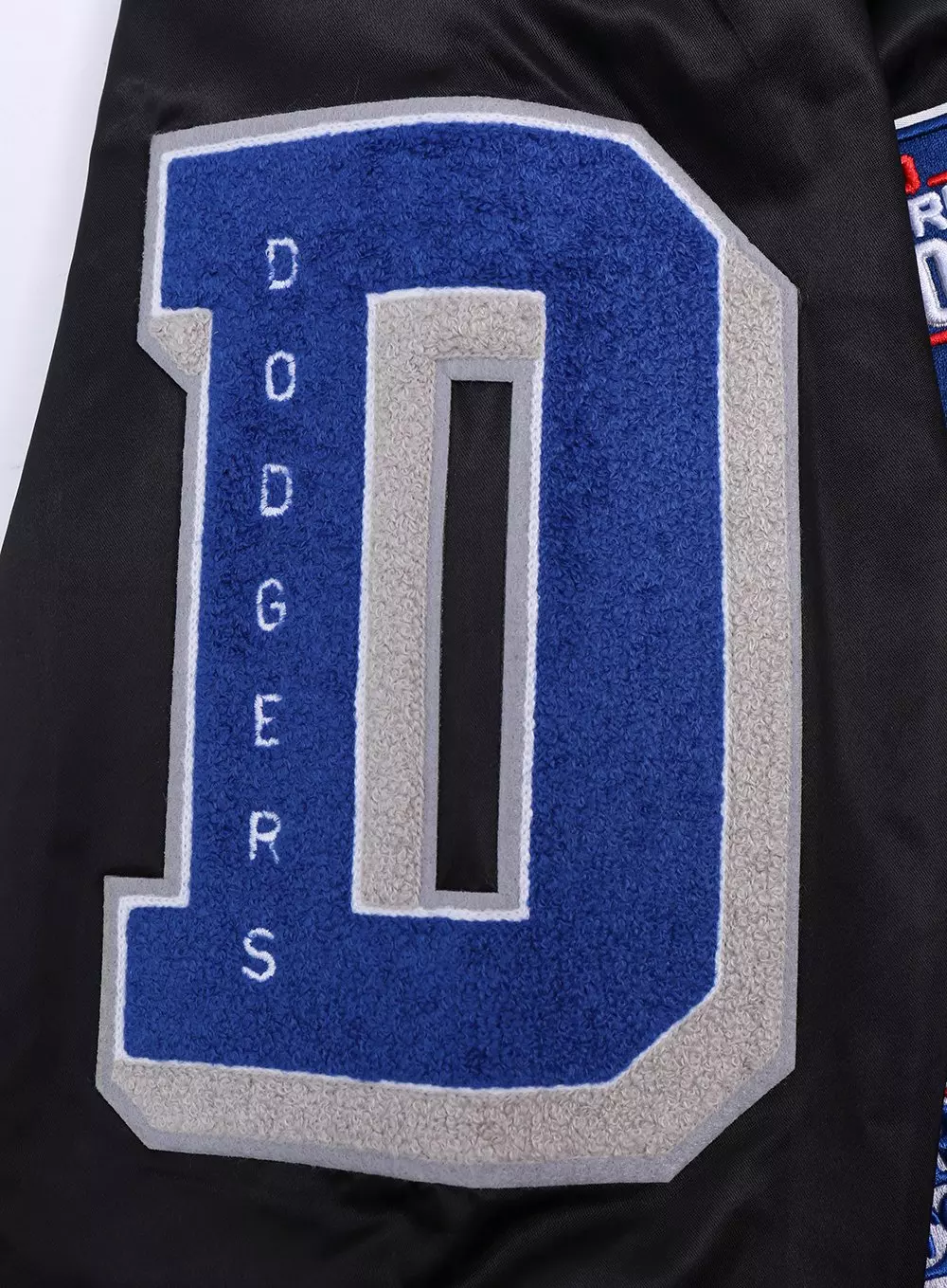 Pro Standard Men's MLB Los Angeles Dodgers Old English Rib Satin Varsity Jacket -Black/Blue - BLACK/BLUE