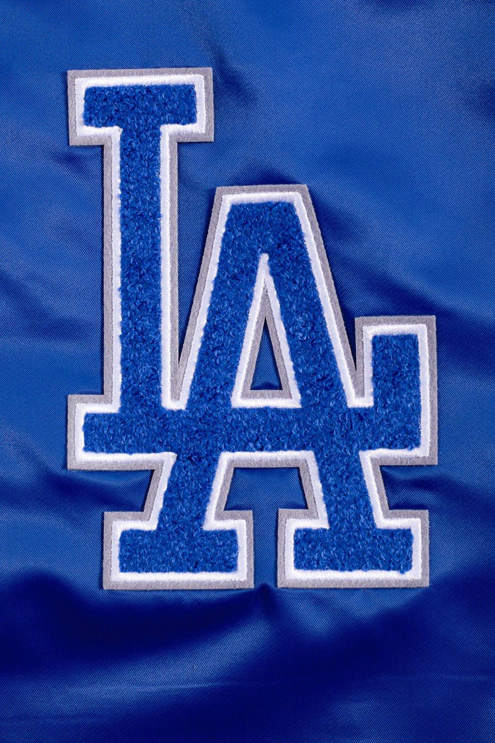 Pro Standard Men's MLB Los Angeles Dodgers Old English Rib Satin Varsity Jacket -Blue - BLUE Thumbnail View 6
