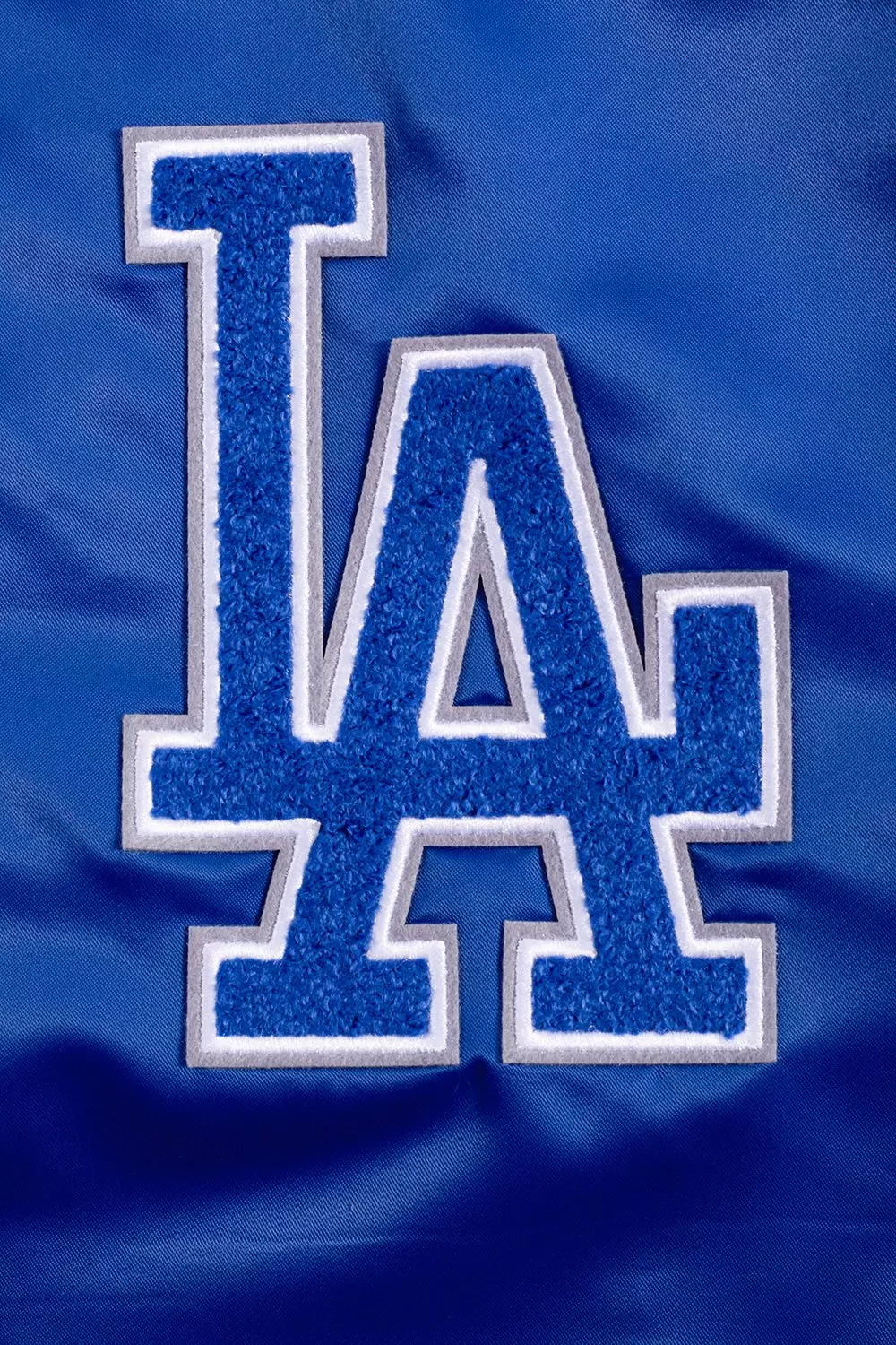 Pro Standard Men's MLB Los Angeles Dodgers Old English Rib Satin Varsity Jacket -Blue - BLUE
