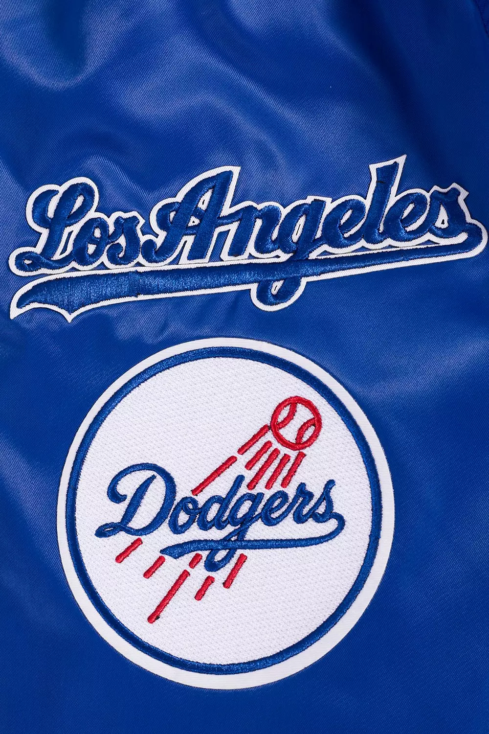 Pro Standard Men's MLB Los Angeles Dodgers Old English Rib Satin Varsity Jacket - Blue - BLUE