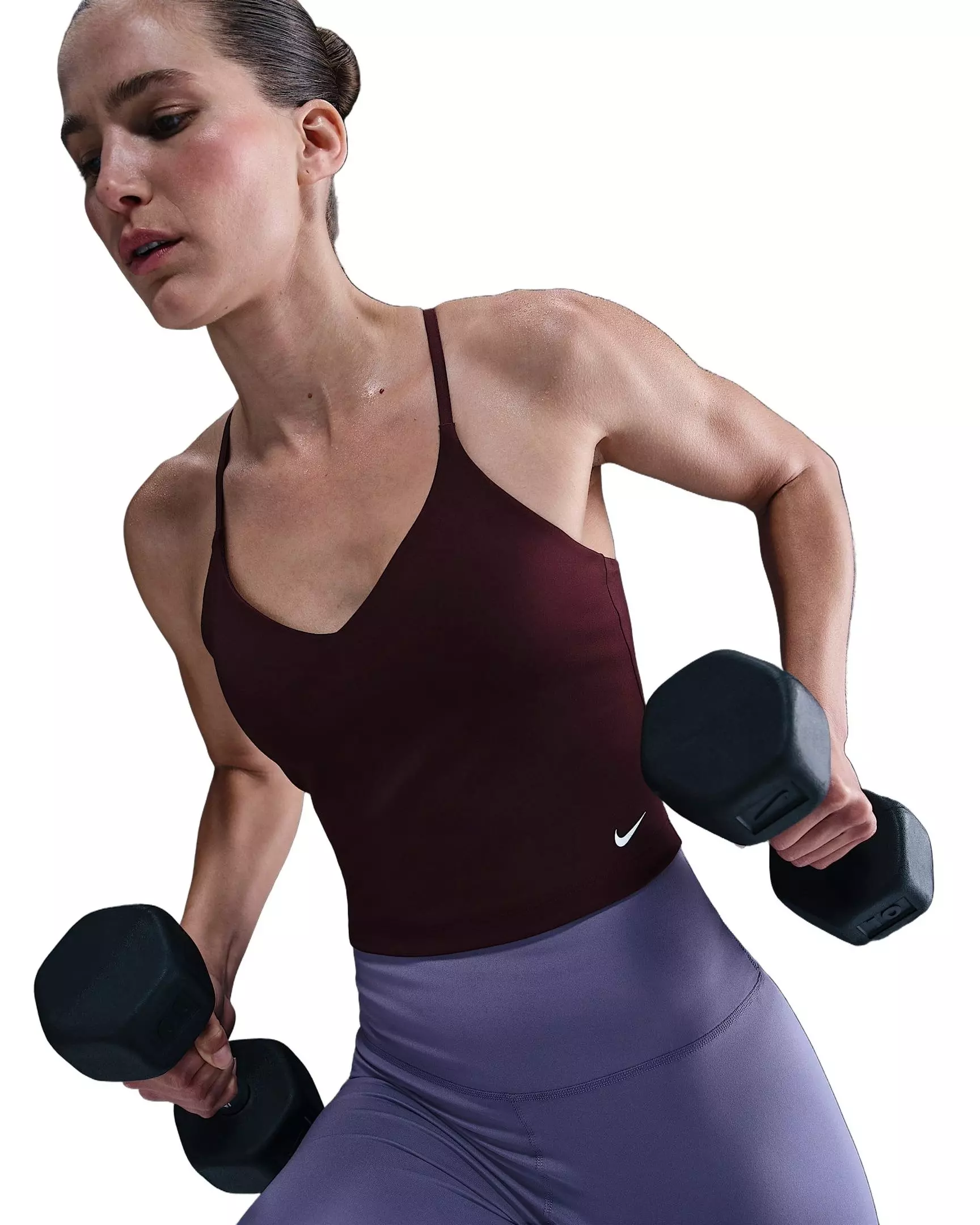 Nike Women's Indy Light-Support Padded Sports Bra Tank - Burgundy - BURGUNDY