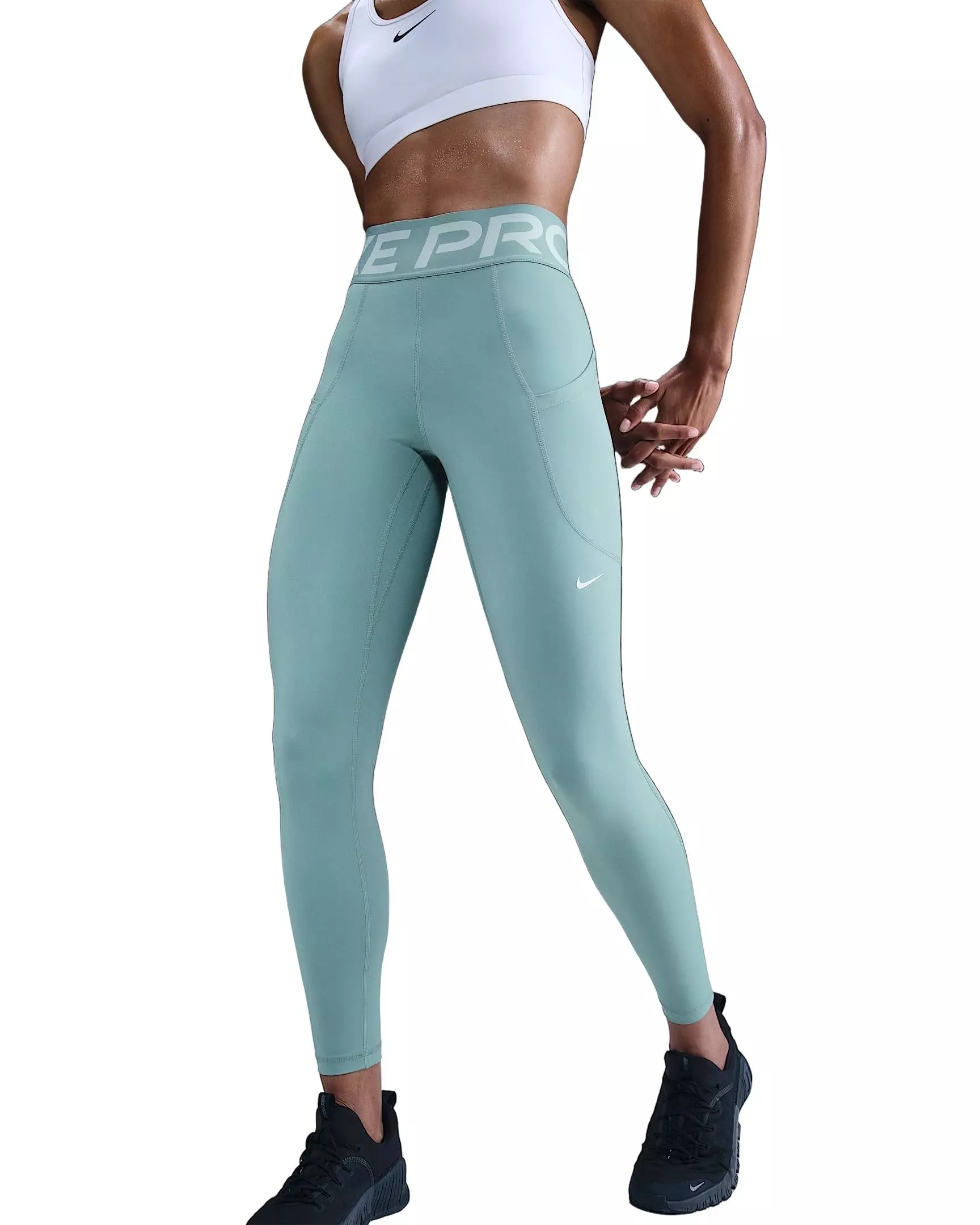 Nike Women's Pro Sculpt High-Waisted 7/8 Leggings with Pockets -Green - GREEN