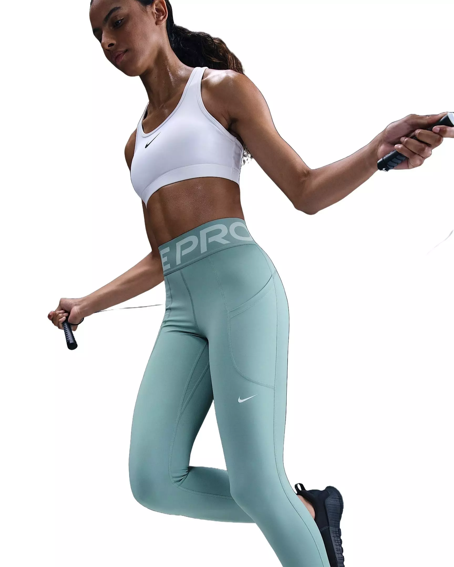Nike Women's Pro Sculpt High-Waisted 7/8 Leggings with Pockets -Green - GREEN