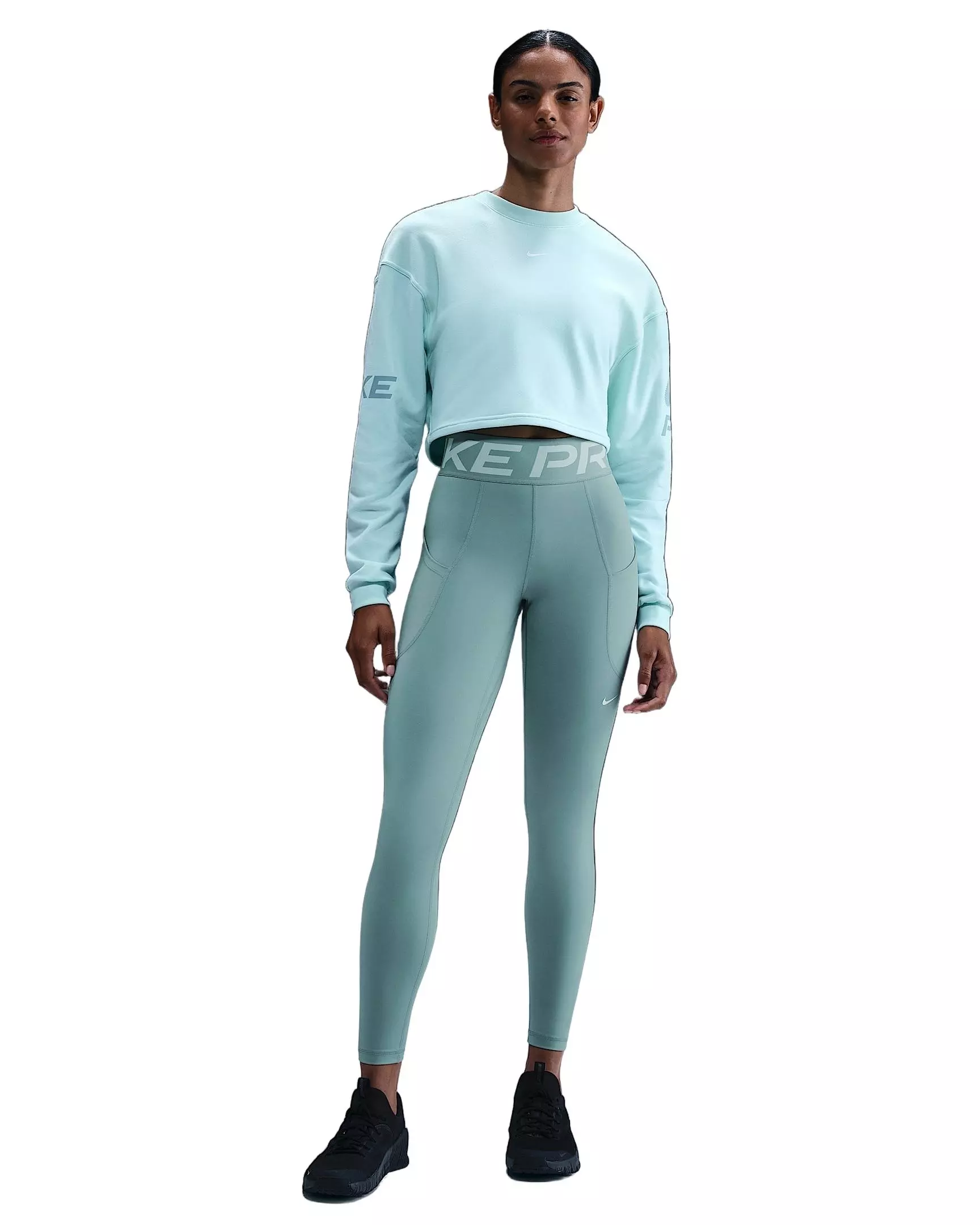 Nike Women's Pro Sculpt High-Waisted 7/8 Leggings with Pockets -Green - GREEN