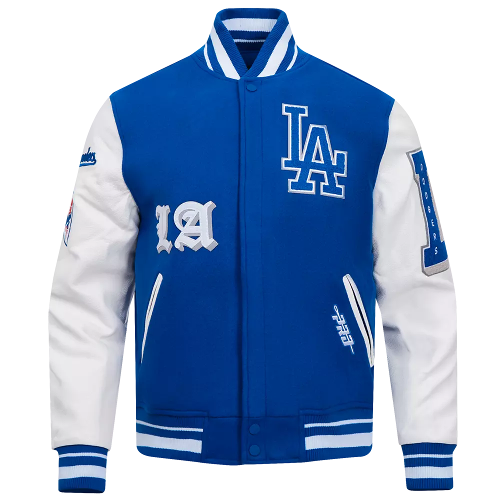 Pro Standard Men's MLB Los Angeles Dodgers Old English Rib Wool Varsity Jacket - Blue/White - BLUE/WHITE
