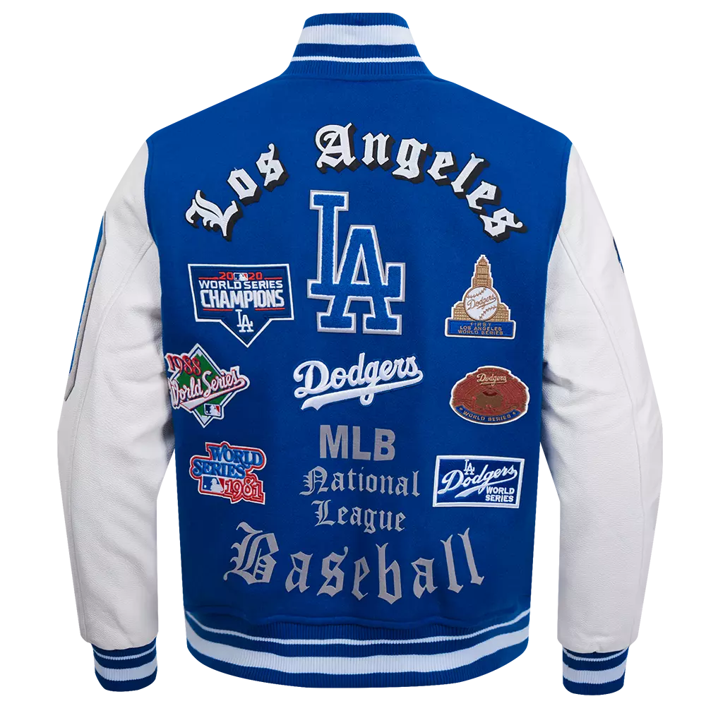 Pro Standard Men's MLB Los Angeles Dodgers Old English Rib Wool Varsity Jacket - Blue/White - BLUE/WHITE