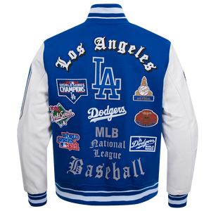 Pro Standard Men's MLB Los Angeles Dodgers Old English Rib Wool Varsity Jacket -Blue/White