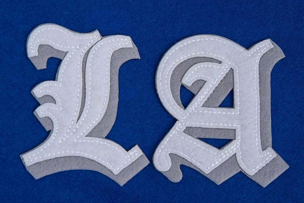 Pro Standard Men's MLB Los Angeles Dodgers Old English Rib Wool Varsity Jacket - Blue/White - BLUE/WHITE