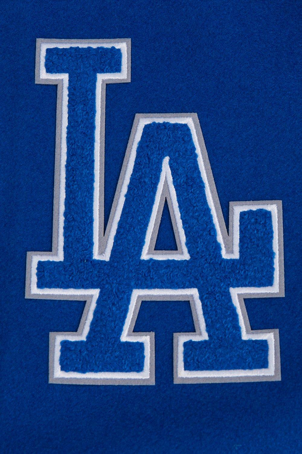 Pro Standard Men's MLB Los Angeles Dodgers Old English Rib Wool Varsity Jacket - Blue/White - BLUE/WHITE Thumbnail View 6
