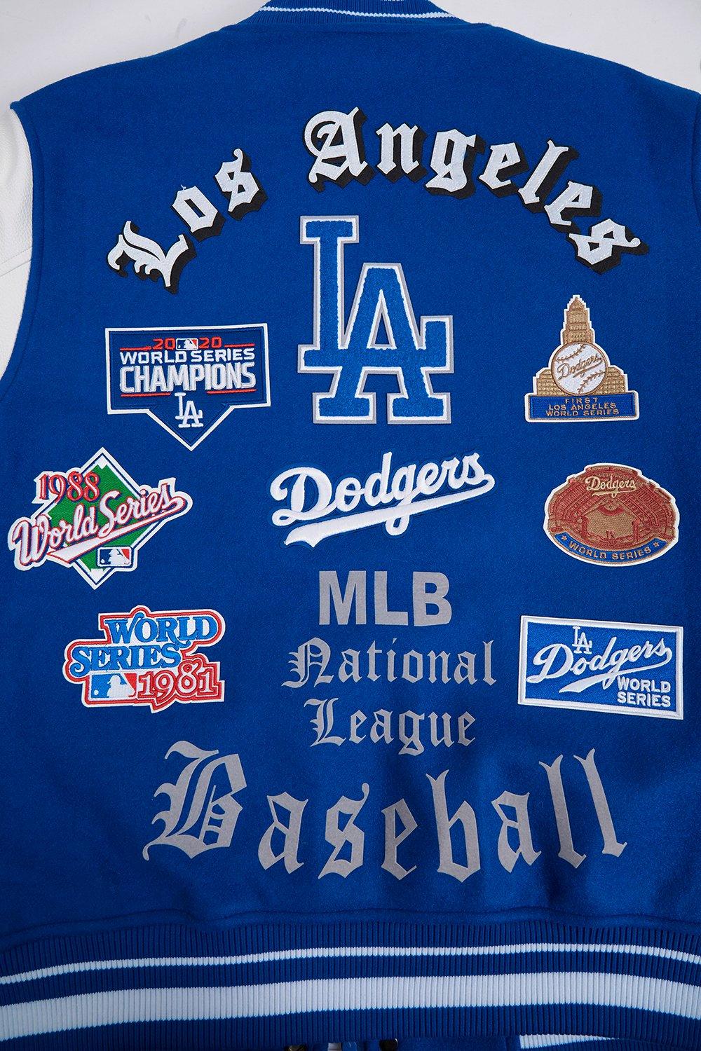Pro Standard Men's MLB Los Angeles Dodgers Old English Rib Wool Varsity Jacket - Blue/White - BLUE/WHITE Thumbnail View 7