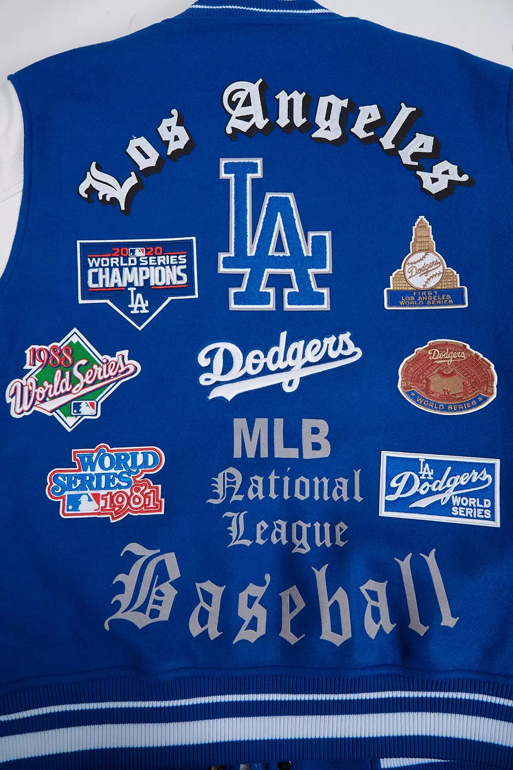 Pro Standard Men's MLB Los Angeles Dodgers Old English Rib Wool Varsity Jacket - Blue/White - BLUE/WHITE