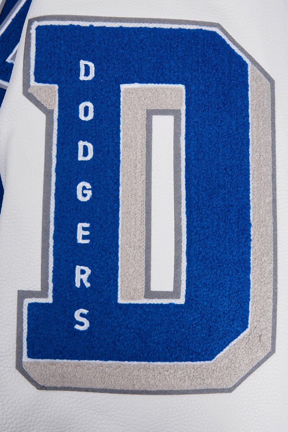 Pro Standard Men's MLB Los Angeles Dodgers Old English Rib Wool Varsity Jacket -Blue/White - BLUE/WHITE Thumbnail View 9