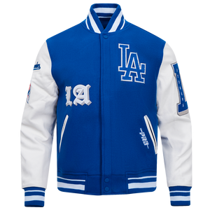 Pro Standard Men's MLB Los Angeles Dodgers Old English Rib Wool Varsity Jacket -Blue/White