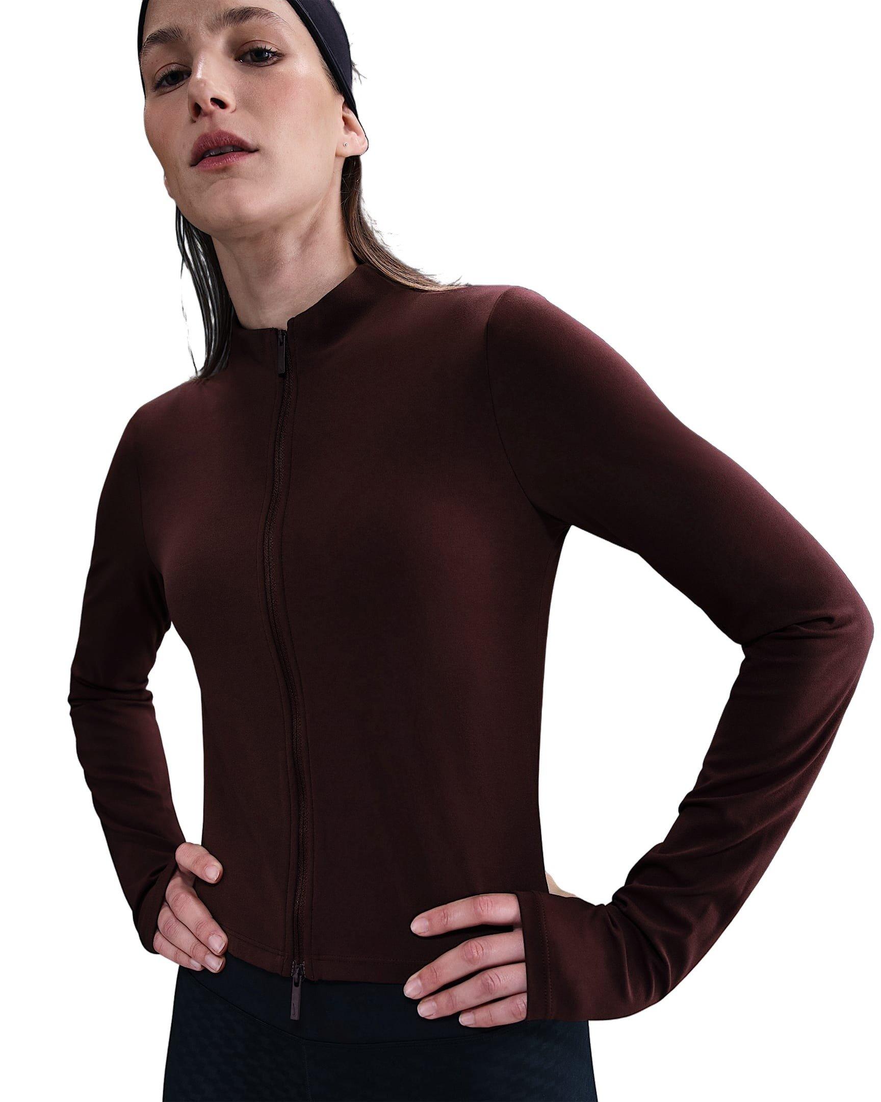 Nike Women's Zenvy Dri-FIT Full-Zip Long-Sleeve Jacket - Burgundy - BURGUNDY Thumbnail View 1