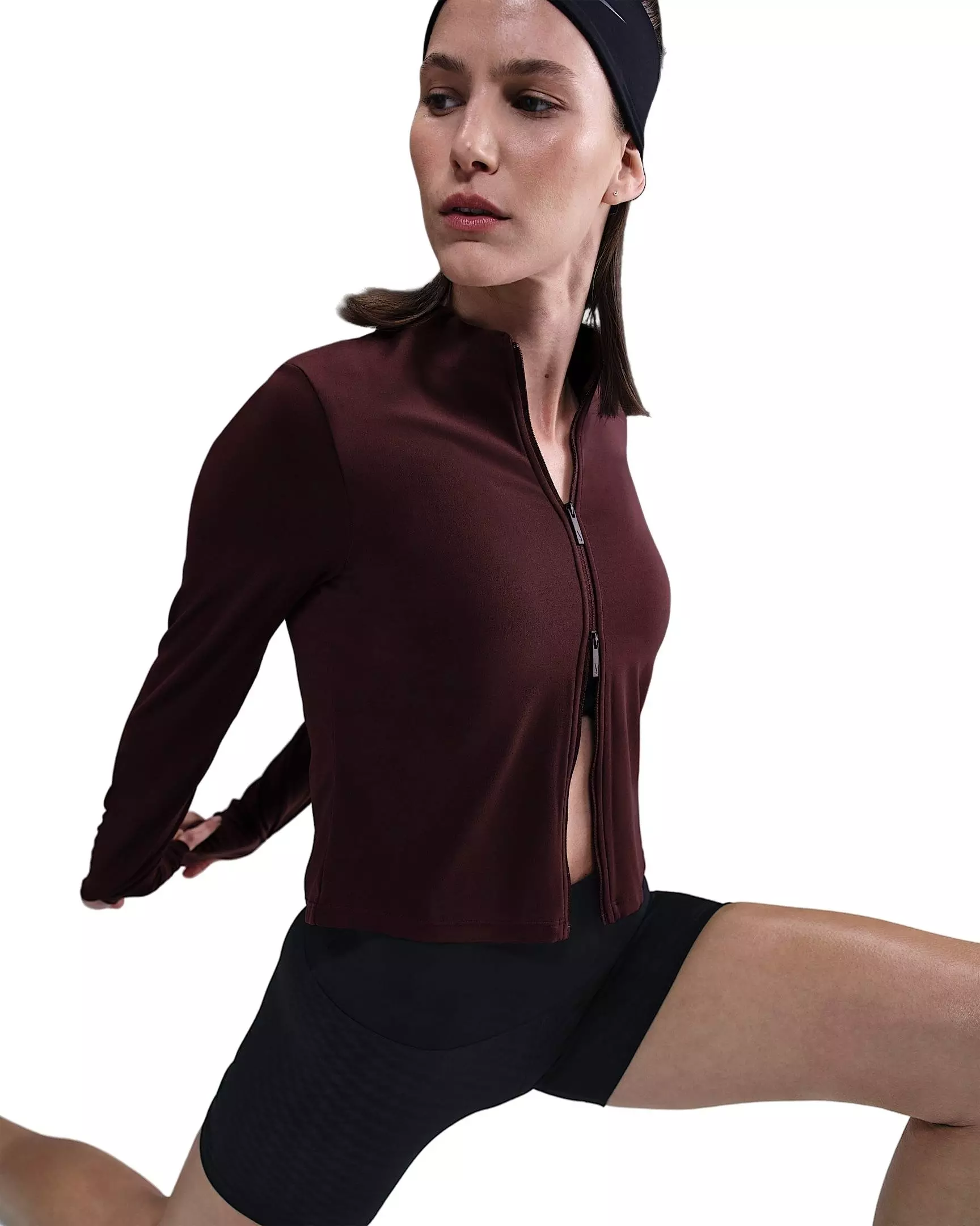 Nike Women's Zenvy Dri-FIT Full-Zip Long-Sleeve Jacket - Burgundy - BURGUNDY