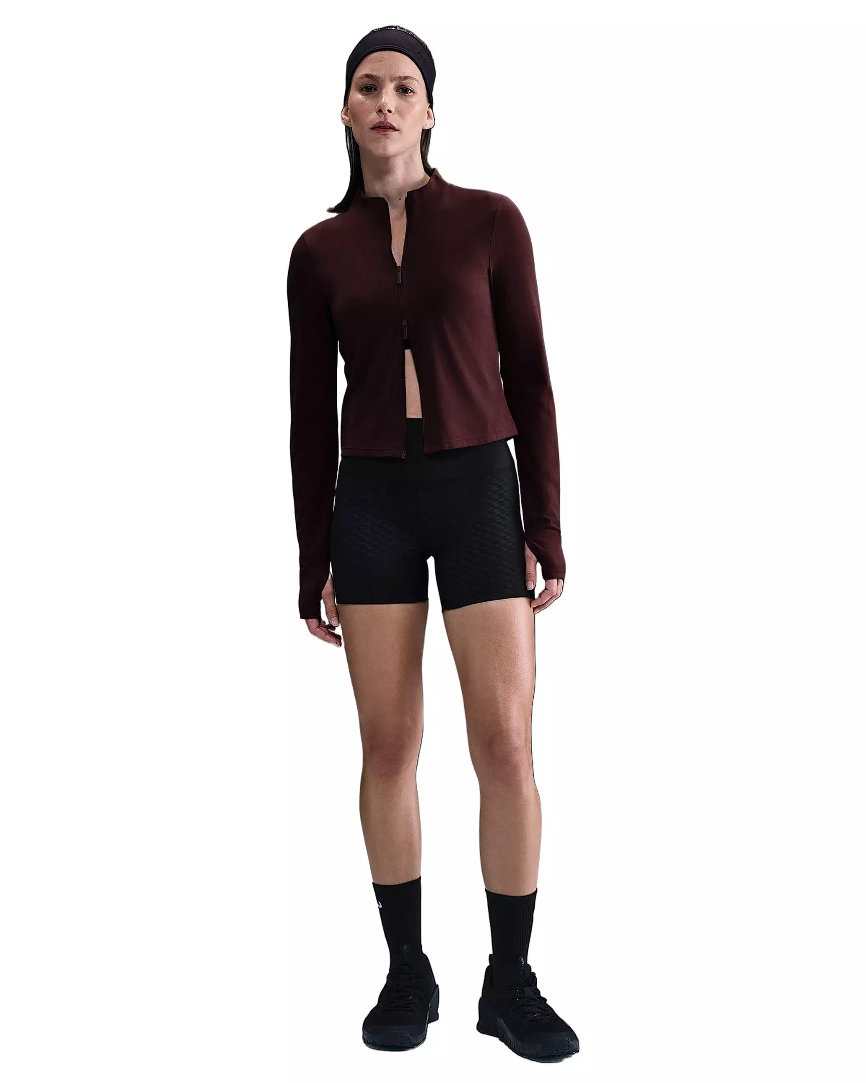 Nike Women's Zenvy Dri-FIT Full-Zip Long-Sleeve Jacket - Burgundy - BURGUNDY