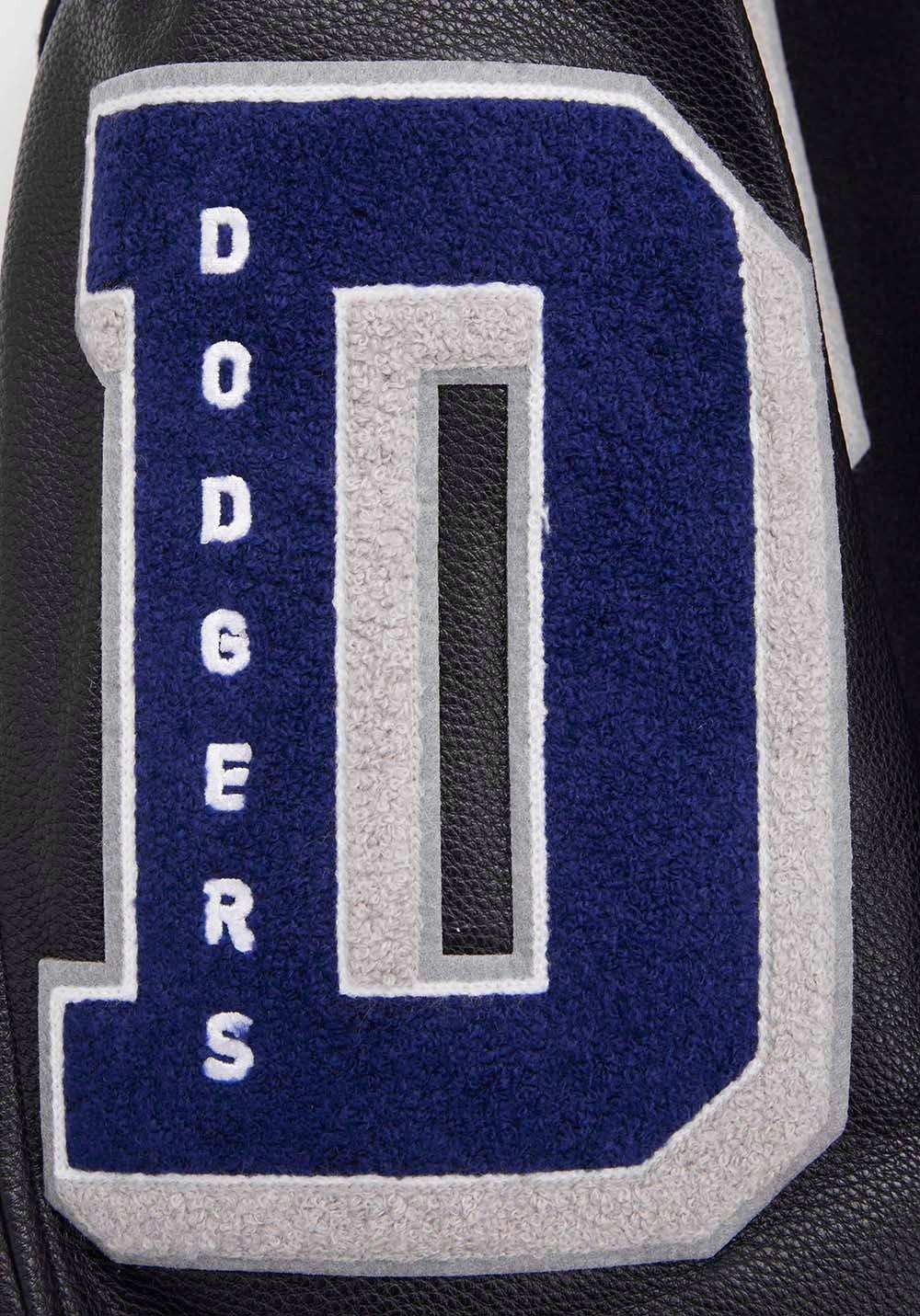 Pro Standard Men's MLB Los Angeles Dodgers Mashup Rib Wool Varsity Jacket -Black/Blue - BLACK/BLUE Thumbnail View 5