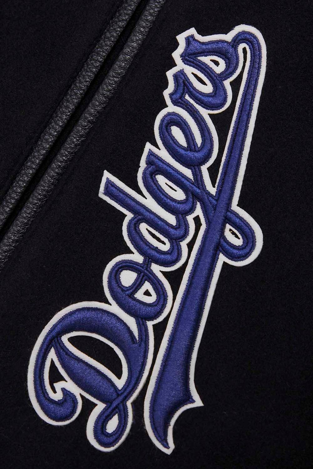 Pro Standard Men's MLB Los Angeles Dodgers Mashup Rib Wool Varsity Jacket - Black/Blue - BLACK/BLUE Thumbnail View 8
