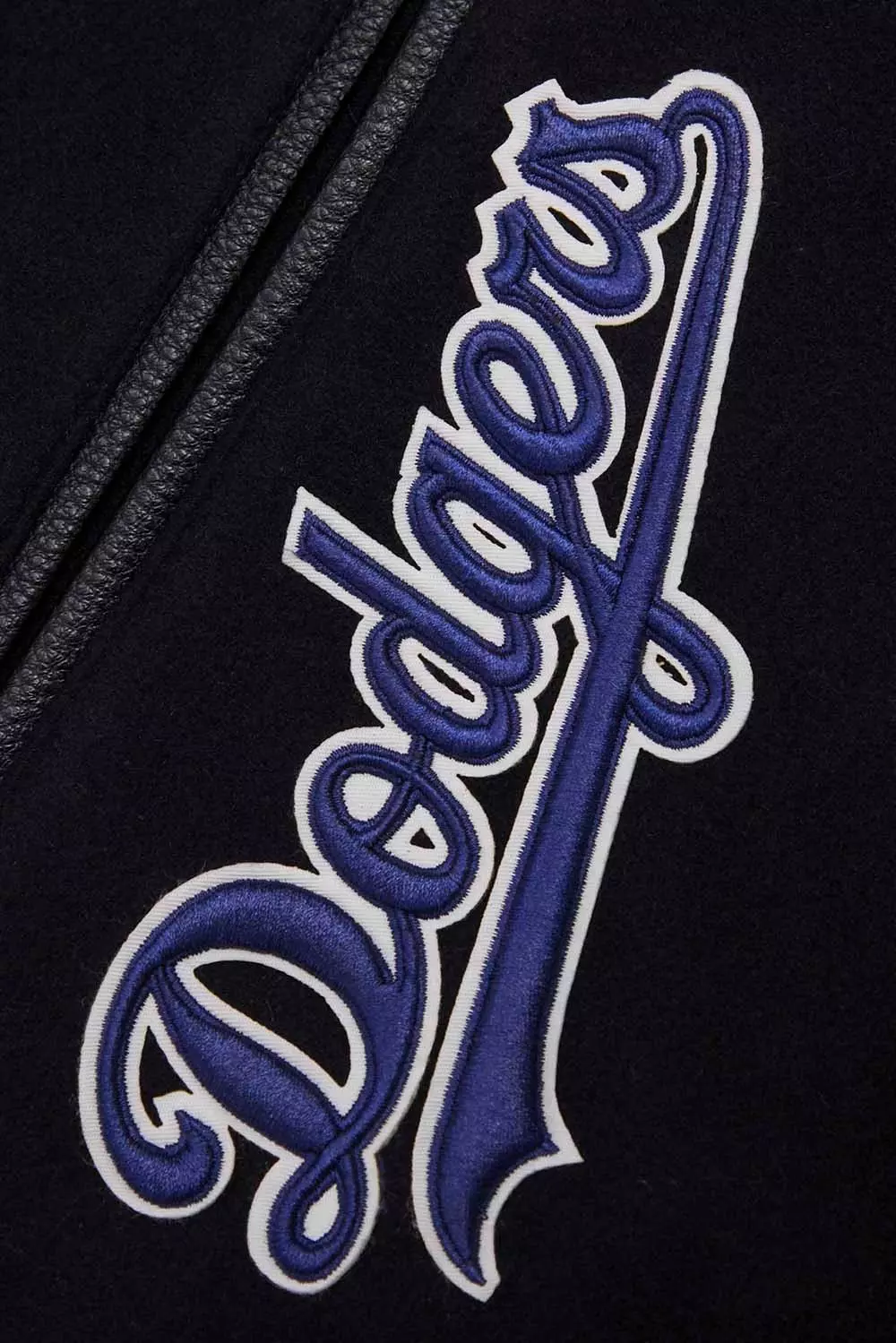 Pro Standard Men's MLB Los Angeles Dodgers Mashup Rib Wool Varsity Jacket - Black/Blue - BLACK/BLUE