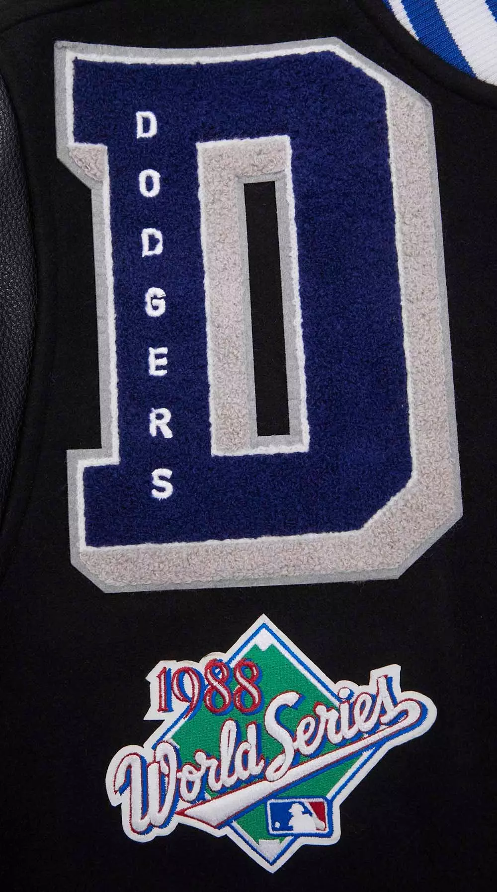 Pro Standard Men's MLB Los Angeles Dodgers Mashup Rib Wool Varsity Jacket - Black/Blue - BLACK/BLUE