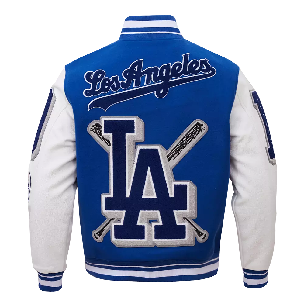 Pro Standard Men's MLB Los Angeles Dodgers Mashup Rib Wool Varsity Jacket - Blue/White - BLUE/WHITE