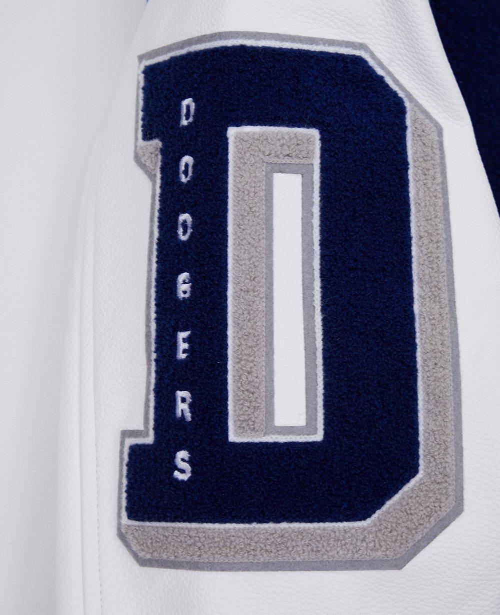 Pro Standard Men's MLB Los Angeles Dodgers Mashup Rib Wool Varsity Jacket - Blue/White - BLUE/WHITE Thumbnail View 11