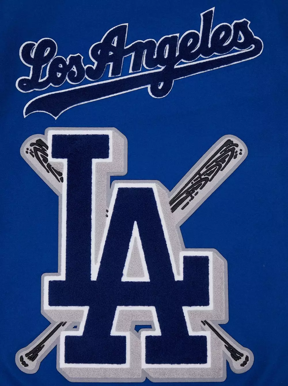 Pro Standard Men's MLB Los Angeles Dodgers Mashup Rib Wool Varsity Jacket -Blue/White - BLUE/WHITE