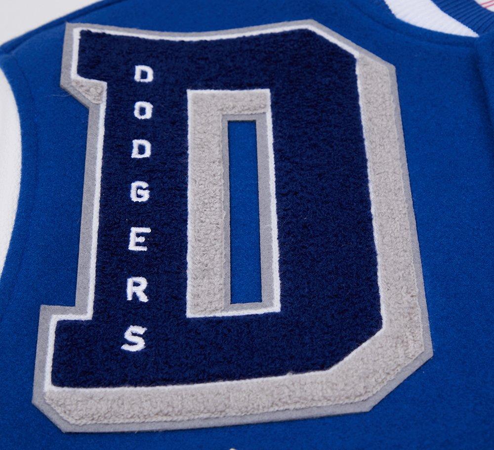 Pro Standard Men's MLB Los Angeles Dodgers Mashup Rib Wool Varsity Jacket - Blue/White - BLUE/WHITE Thumbnail View 6