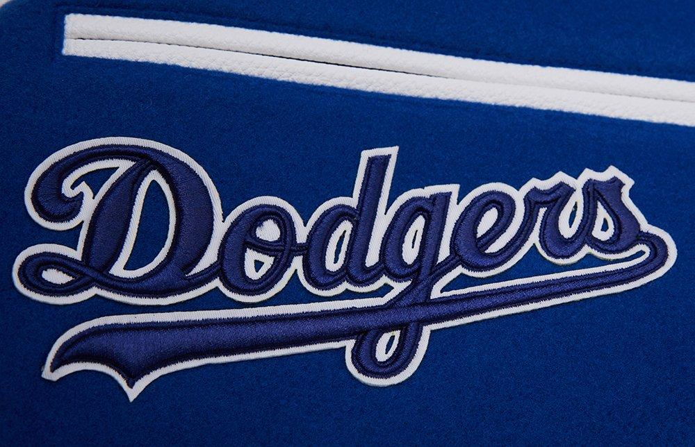 Pro Standard Men's MLB Los Angeles Dodgers Mashup Rib Wool Varsity Jacket - Blue/White - BLUE/WHITE Thumbnail View 7