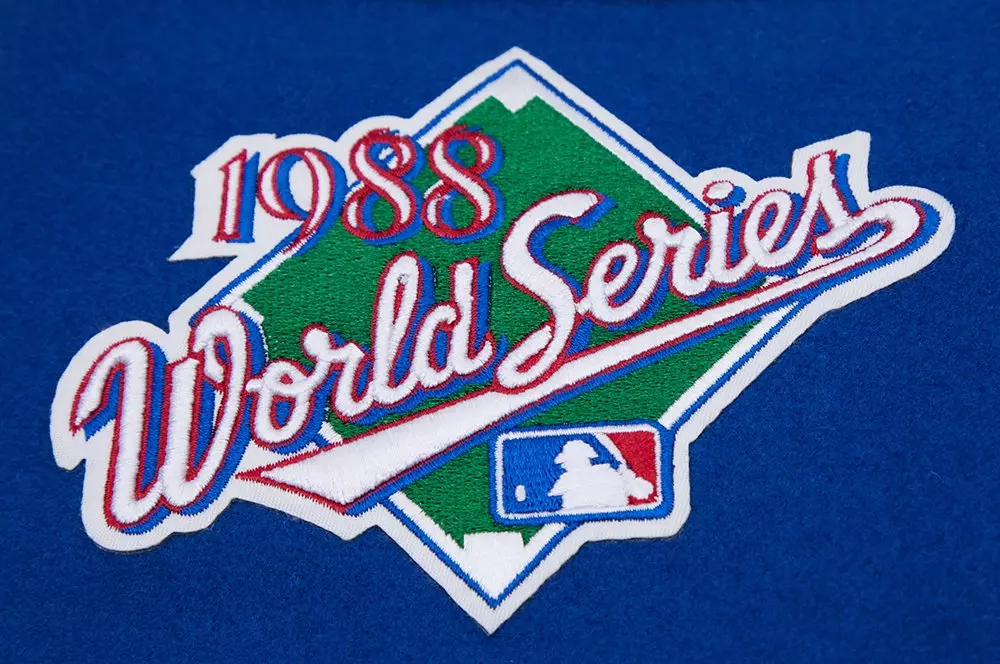 Pro Standard Men's MLB Los Angeles Dodgers Mashup Rib Wool Varsity Jacket - Blue/White - BLUE/WHITE