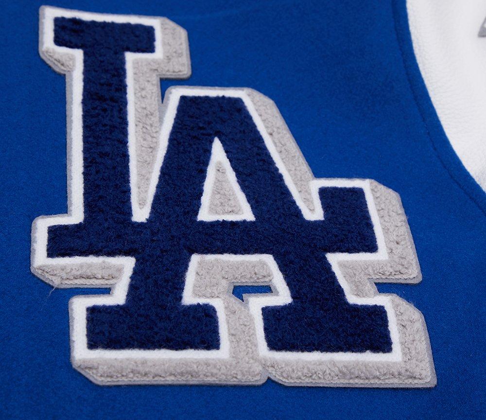 Pro Standard Men's MLB Los Angeles Dodgers Mashup Rib Wool Varsity Jacket - Blue/White - BLUE/WHITE Thumbnail View 9