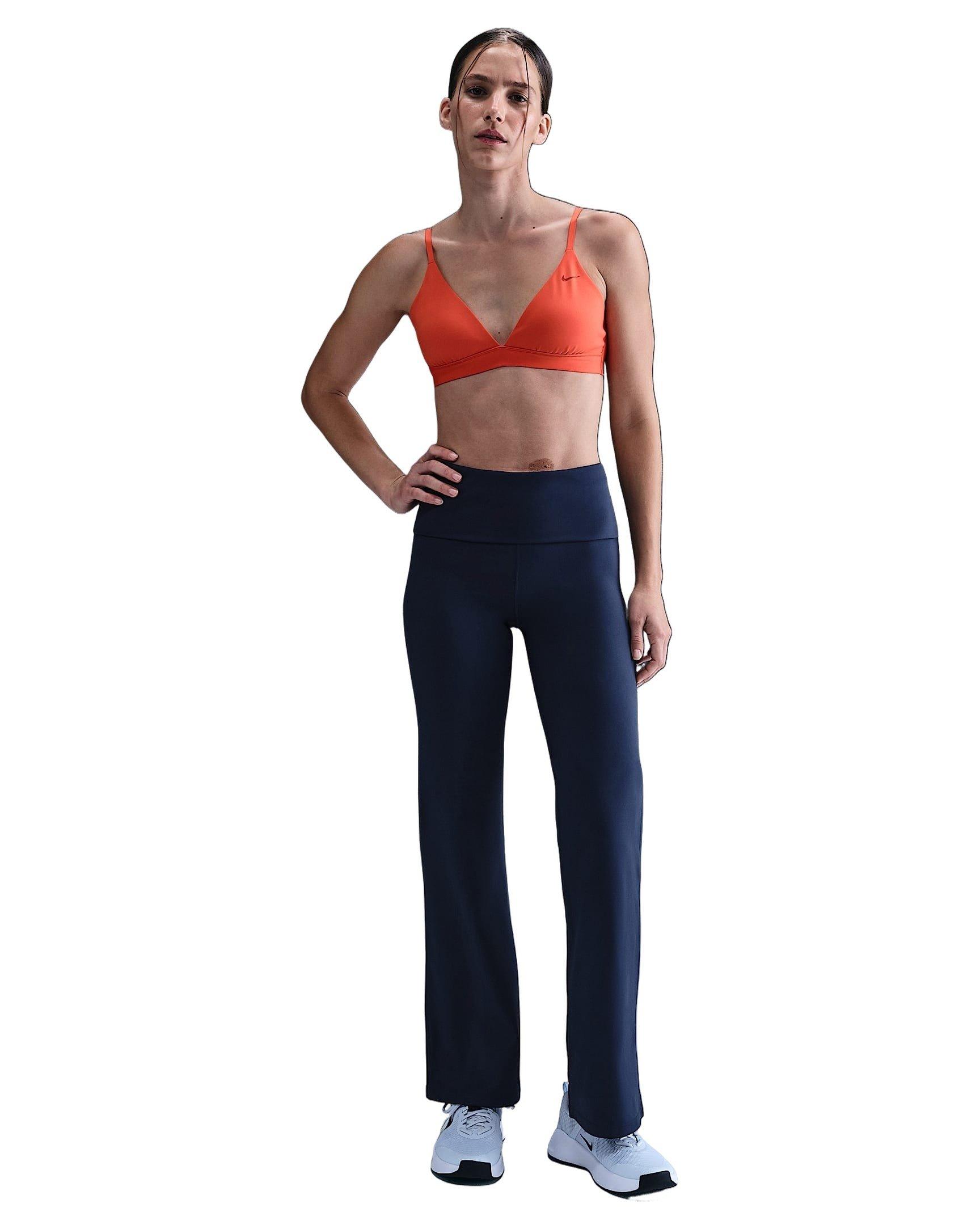 Nike Women's One Dri-FIT High-Waisted Fold-Over Pants - Navy - NAVY Thumbnail View 1