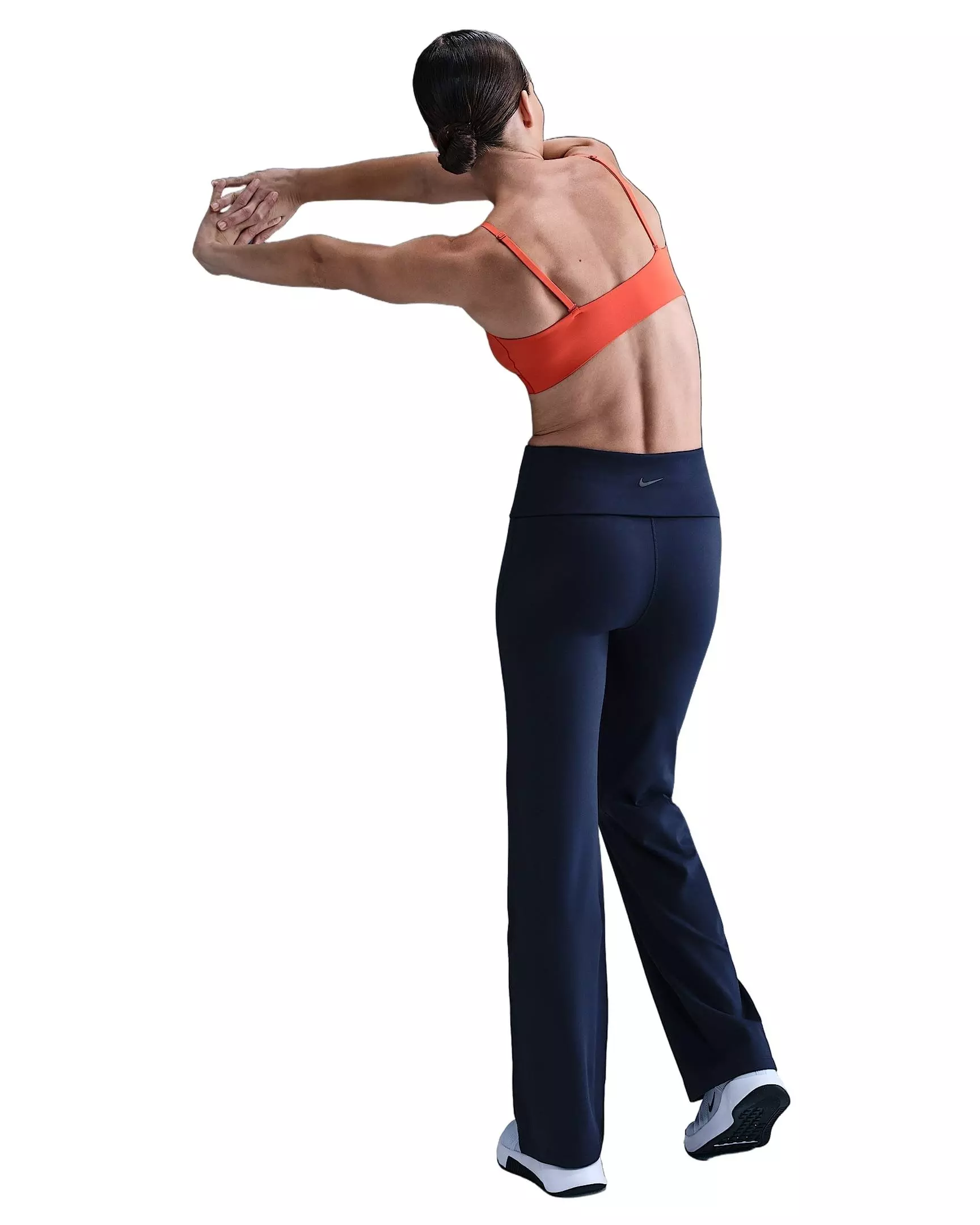 Nike Women's One Dri-FIT High-Waisted Fold-Over Pants - Navy - NAVY