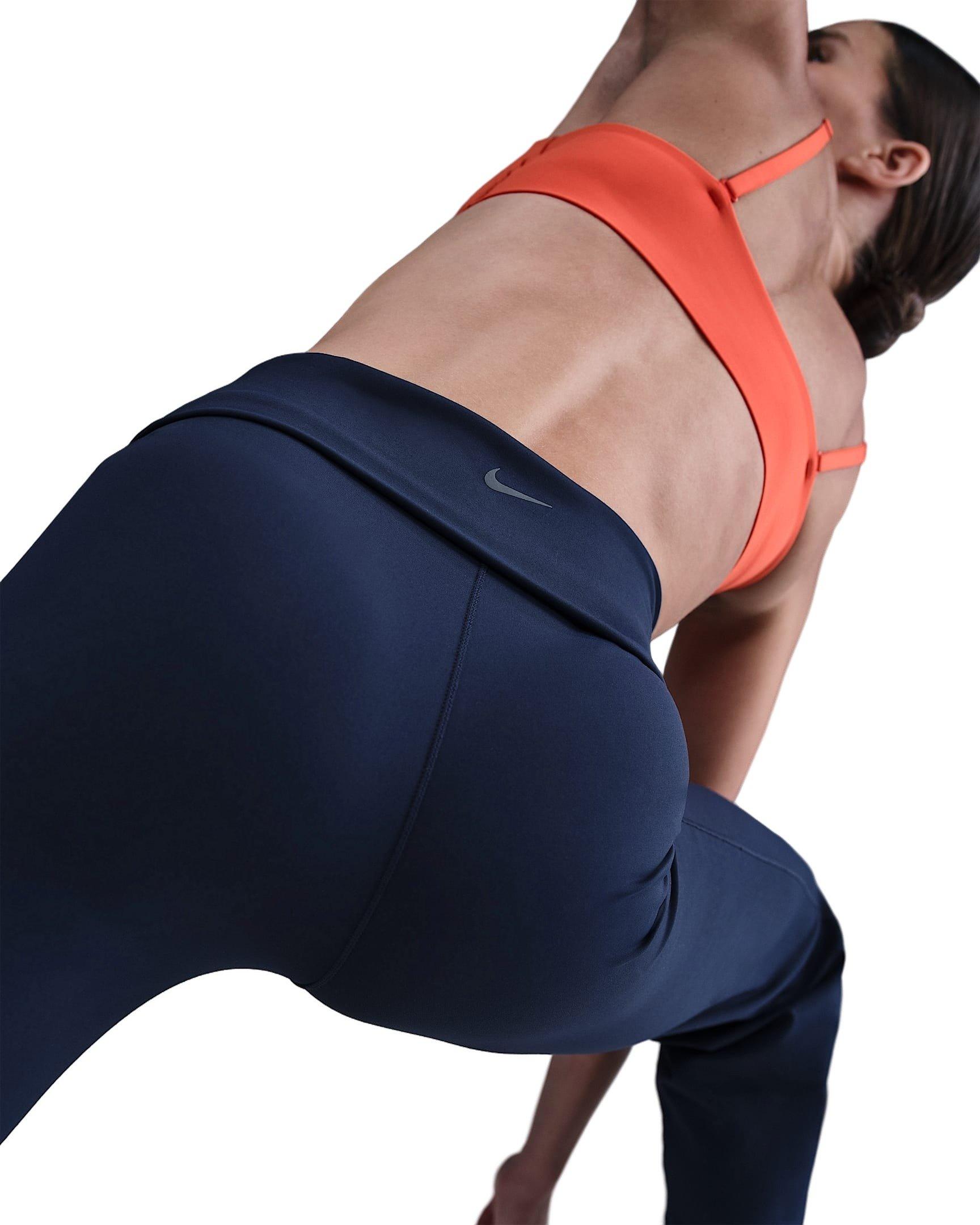 Nike Women's One Dri-FIT High-Waisted Fold-Over Pants - Navy - NAVY Thumbnail View 4